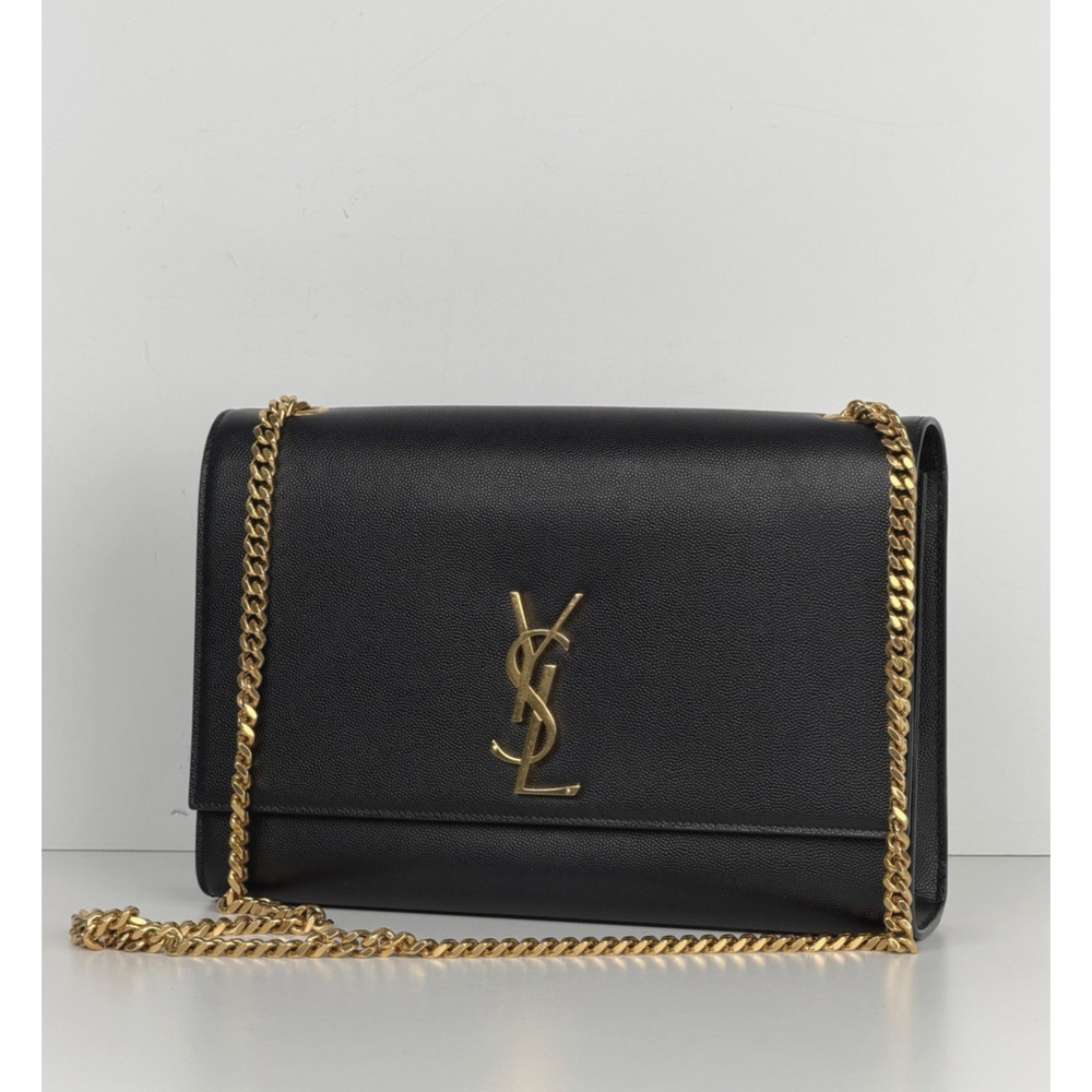 Saint Laurent Grain De Poudre Medium Classic Monogram Kate Satchel Black NFC S - Picture 1 of 15
